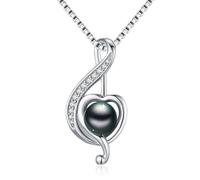 KANNSOAR Tahitian Pearl Necklace, AAAA 18K White Gold Plated, 925 Sterling Silver Black Pearl Necklace, Jewelry Gift for Women, Mother, Wife, Her Anniversary, One size fits all, Sterling Silver, Pearl