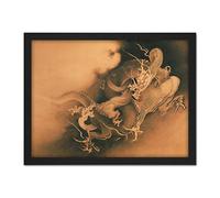 Kano Hogai Japanese Two Dragons In Clouds Large Framed Art Print Poster Wall Decor 18x24