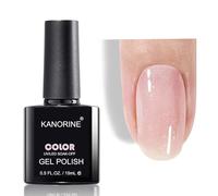 KANORINE Glitter Nude Pink Gel Polish Iridescent Shimmer Jelly Neutral Color Skin Tone Clear Pink Sparkle Pink Natural Soak off UV LED Cured for Home Salon DIY Nail Art 15ml