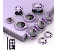 Kanosan Compatible for Galaxy S25 Ultra Camera Lens Protector Glitter Individual Aluminium Alloy Ring 9H Tempered Glass Bling Camera Cover for Samsung Galaxy S25 Ultra Glitter Purple