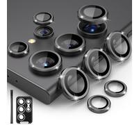 Kanosan Compatible for Galaxy S25 Ultra Camera Lens Protector Individual Aluminium Alloy Ring 9H Tempered Glass Camera Cover for Samsung Galaxy S25 Ultra CD Black