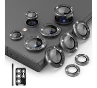 Kanosan for Galaxy S25 Ultra Camera Lens Protector Glitter Individual Aluminium Alloy Ring 9H Tempered Glass Bling Decorative Accessories Camera Cover for Samsung Galaxy S25 Ultra Glitter Black