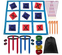 Kanosan Outdoor Games, Outside Giant Tic Tac Toe Bean Bag Toss Games,3 Legged Race Bands, Catch Tail Games, Field Day Birthday Party Family Reunion Carnival Yard Lawn Easter Games 28PCS