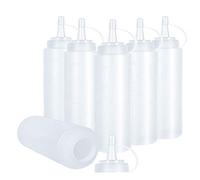 KANOSON Squeeze Bottle, Ketchup Bottle, 6pcs Squeezy Bottles with Nozzles 250ml, Squeezy Sauce Bottles Condiment Bottle Set Plastic Sauce Bottles Squeeze Bottles for Sauces