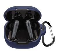 KANOYO Silicone Cover Compatible with Anker Soundcore Liberty 4 NC,Full Body Protection Case,Supports Wireless Charging,Shock Resistant with Anker Soundcore Liberty 4 NC Case,With Carabiner (Blue)