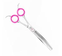 Kanpeki Curved Pink 6.5" Left-Handed 18T Chunker Scissors