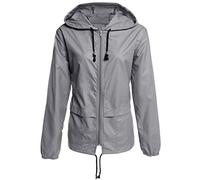 Kanpola Soft Shell Jacket Women's Waterproof Outdoor Jacket with Pocket Spring Autumn Hooded Sweat Jacket Lightweight Windbreaker Sports Jacket - Grey - UK 6