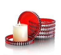 Kanpura 4'' Red Glass Candle Plates, 6pcs Set - Pillar Candle Holder Plates, Table Centerpieces - Wedding, Special Occasions