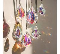 kanpura 6 Pcs Crystal Sun Catcher Prisms AB Colored Hanging Suncatchers with Glass Prism Rainbow Maker for Room, Garden Fantasy Aesthetic Home Decor