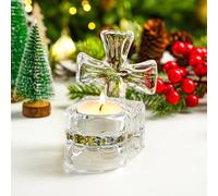 kanpura Clear Glass Cross Candle Holder 4" High Christian Tea Light Holder Cross Crystal Votive Candle Holders for Religious Gift in Box(Single)