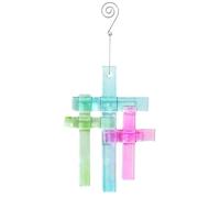 KANPURA Colorful Cross Hanging Ornament 5.9Inch Glass Cross Hangings for Religious Christian Christmas Decoration
