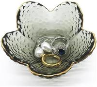 kanpura Elegant Glass Jewelry Ring Tray for Women Crystal Decorative Trinket Dish Organizer Home Decor for Birthday Wedding Anniversary