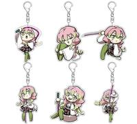 KanrojiMitsuri Keychain Anime Figure Mitsuri Cosplay Keyring Pendant Ghost Killing Acryl Chain Decor Collection Pack of 6
