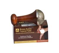 Kansa Natural Vatki Cup with wooden handle Ayurvedic Detox Foot Massager Relaxation and Deep Cleaning Ancient Indian Technique Ayurvedic Kansa Vatki Foot Massage (Natural)