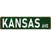 Kansas Ave Street Signs Retro Metal Tin Sign Amusement Park Scenic Vintage Country Road Signs Man Cave Wall Decor 4x16 inches