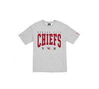 KANSAS CITY CHIEFS New Era Cap NFL Oversized T-Shirt Satin Applique Patch Logo Heather Gray Unisex
