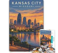 Kansas City Missouri Jigsaw Puzzle 1000pcs (70x50cm) Challenging Puzzle | For a puzzle gift at Christmas: Adult jigsaw puzzle with 1000 pieces turns winter leisure into a focused activity.