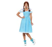 Smiffys Kansas Country Girl Costume, Blue & White with Dress & Hair Bows, Fairytale, Wings and Wands Fancy Fancy Dress, Storybook Character Dress Up Costumes Halloween