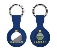 Kansas Flag Novelty Holder Cases Compatible with AirTag Silicone GPS Trackers Cover Keychain