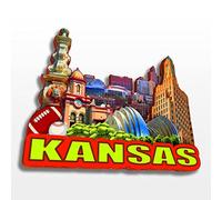 Kansas Magnet Refrigerator Magnet Wooden Collection 3D Wooden Handmade Travel City Souvenir Home Decoration Gift-4