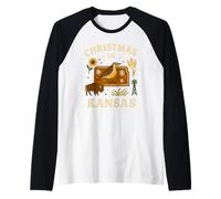 Kansas Meadowlark Shirt Christmas Buffalo Holiday State Map Raglan Baseball Tee