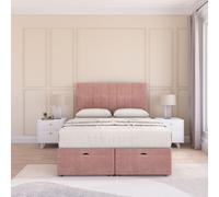 Kansas Plush Fabric Ottoman Bed End Opening With Sprung Memory Mattress & 26 Inch Headboard Sloomy Pink Double