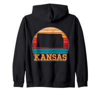 Kansas Retro Vintage Sunset US State Kansas Silhouette Zip Hoodie