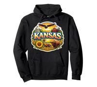Kansas Souvenir Vacation Memorabilia Badge State Visitor Pullover Hoodie
