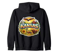 Kansas Souvenir Vacation Memorabilia Badge State Visitor Zip Hoodie