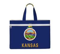 Kansas State Flag 10.6 * 15 Inch Handheld Bag 2 Zipper Pockets Generous Capacity for Files - Ideal for dy and TravelWork,Stu