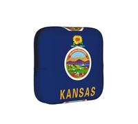 Kansas State Flag American Flag Compact Sanitary Napkin Storage Bag for Women - Portable and Stylish with Zipper for Daily Carry