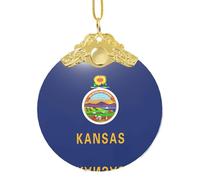 Kansas State Flag Christmas Glass Sign Party Supplies Festive Decor Ornaments For Holiday Party Atmosphere