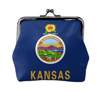 Kansas State Flag Coin Purses, Change Purse Wallets, For Festivals And Special Occasions, Black, One Size, Art Deco