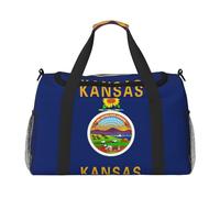 Kansas State Flag Foldable Travel Duffel Bag Tote Carry On Luggage Bag For Weekend Getaways, For Spontaneous Trips, Black, One Size, Black, One Size
