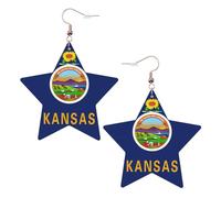 Kansas State Flag Leather Star Shaped Earrings Fashion Accessories Lightweight Festivals Parties Everyday Life