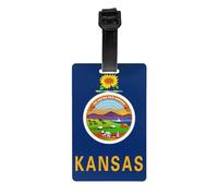Kansas State Flag Luggage Tag PVC Anti-Loss Bag Tag with Compact Light Durable Identification Sign