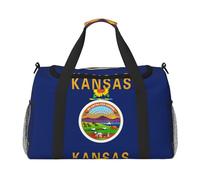 Kansas State Flag Print Ample Space Travel Duffle Bags Large Capacity Hand Travel Bag for Airplane Weekend