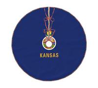 Kansas State Flag Print Festive Christmas Tree Skirt Holiday New Year Party Xmas Festive Occasions Decor