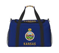 Kansas State Flag Print Foldable Carry On Tote Large Capacity Hand Carry Bag for Airplane Weekend Getaways