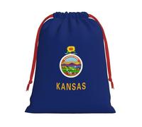 Kansas State Flag Print Gift Drawstring Bag Reusable Pouch Birthday Presents Wedding Daily Organizing Events