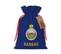 Kansas State Flag Print Gift Drawstring Bags Reusable Present Sack Versatile Birthday Holiday Party Favors