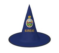 Kansas State Flag print Halloween hat, set of 1, fit for family themed parties, yard decorations, carnival parties