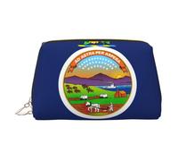 Kansas State Flag Print Leather Makeup ba Leather Makeup Bag - Stylish Travel & Toiletry Companion