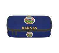 Kansas State Flag Print Multi-Functional Pen Case,Perfect for Students, Professionals, and Travelers Alike