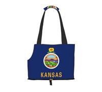 Kansas State Flag Print Pet Tote Bag, Foldable Portable Single Shoulder Pet Carrier For Small Dogs Cats
