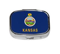 Kansas State Flag Print Pill Box Portable Pill Case Holde Organizer for Purse Pocket Travel Gifts