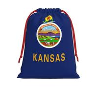 Kansas State Flag Print Practical Drawstring Gift Travel Pouches Men Women Multiple Occasion Daily Carry