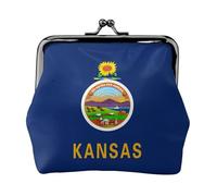 Kansas State Flag print Small Pouch Kiss Lock Coin Purse for Women Coin Change Purse, Credit Card Wallet