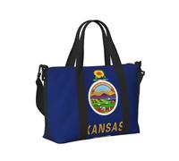 Kansas State Flag Print Travel Duffle Bag,Handheld Shoulder Weekender Overnight Bag for Yoga,Gym,Travel