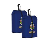 Kansas State Flag Print Waterproof Shoe Bag Travel Bag with Carry Strap Storage Bag Versatile Cosmetic Bag-2pcs